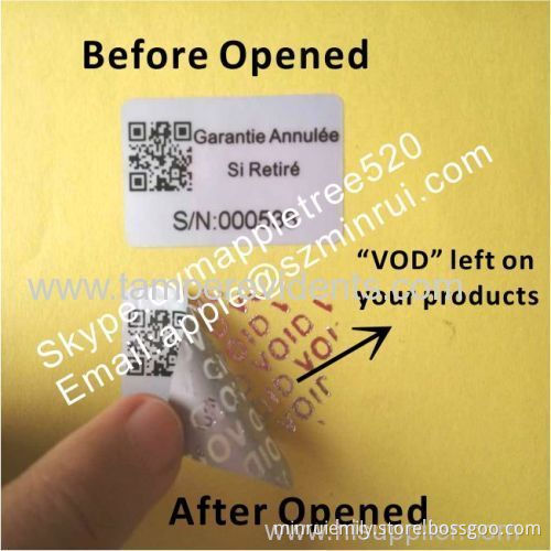 Custom Silver Tamper Proof Void Stickers,waterproof Warranty Security Sticker,silver Tamper Evident Warranty Labels